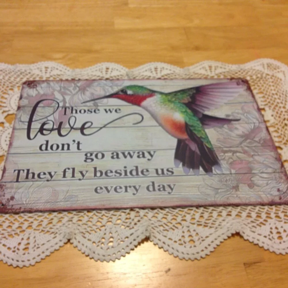 Hummingbird with comforting message, home wall art